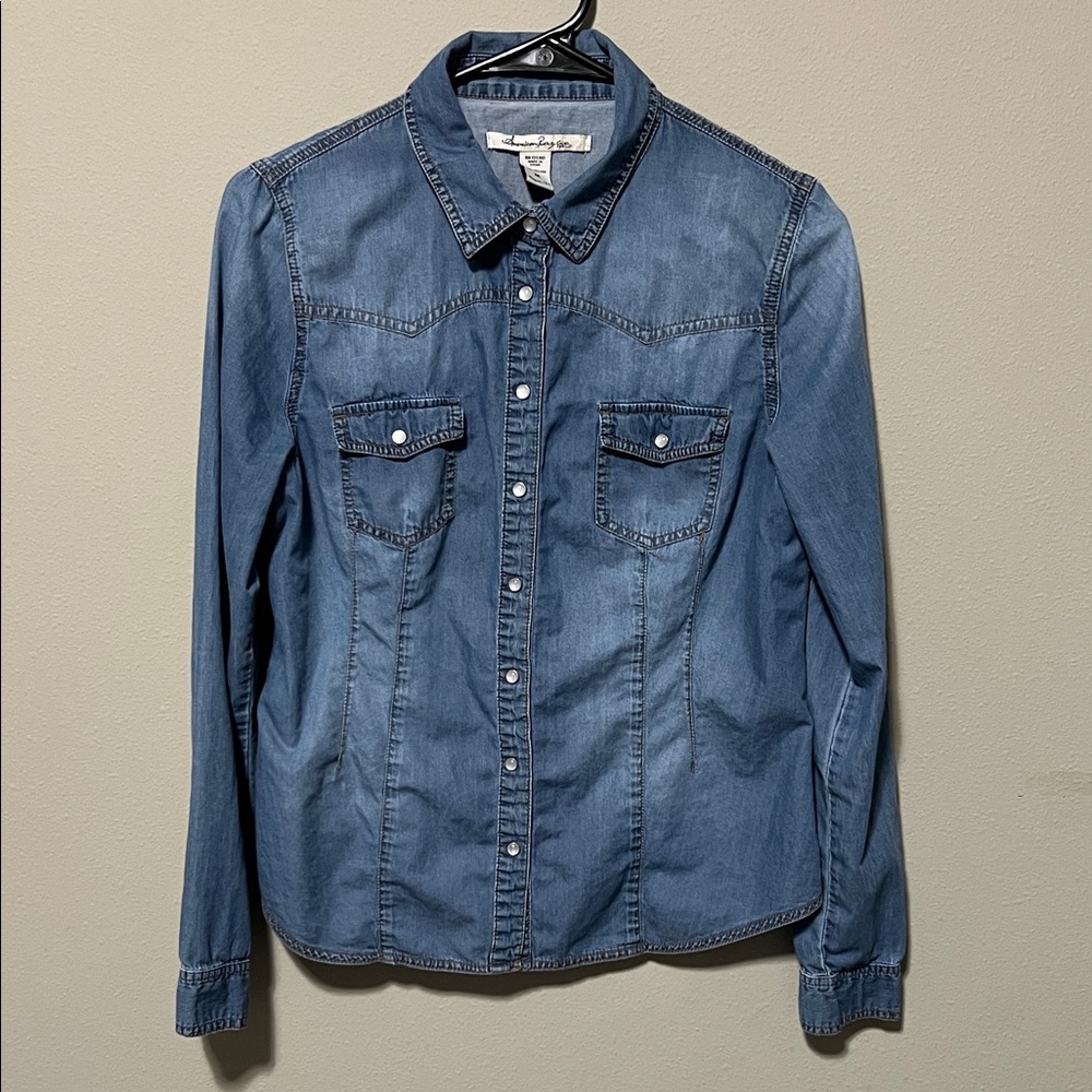 American Rag Light Blue Denim Button-Up Shirt